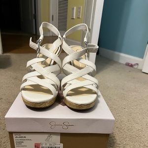 Jessica Simpson White Wedges